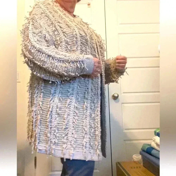 Cato Womens Tan Long Sleeve Open
Front Eyelash Casual Sweater Size 22/24 - Picture 7 of 14